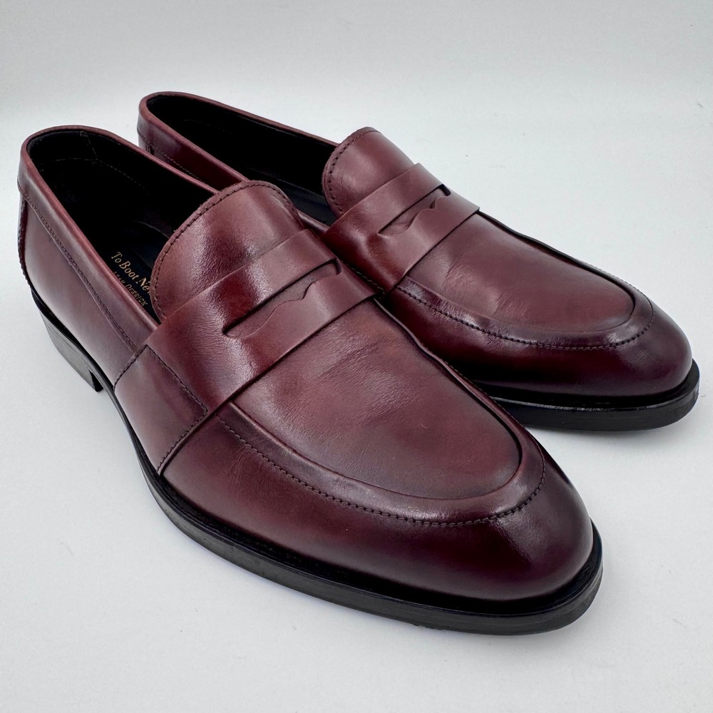 To Boot New York Adam Derrick Mens Burgundy Leather Penny Loafers Italy 7.5M